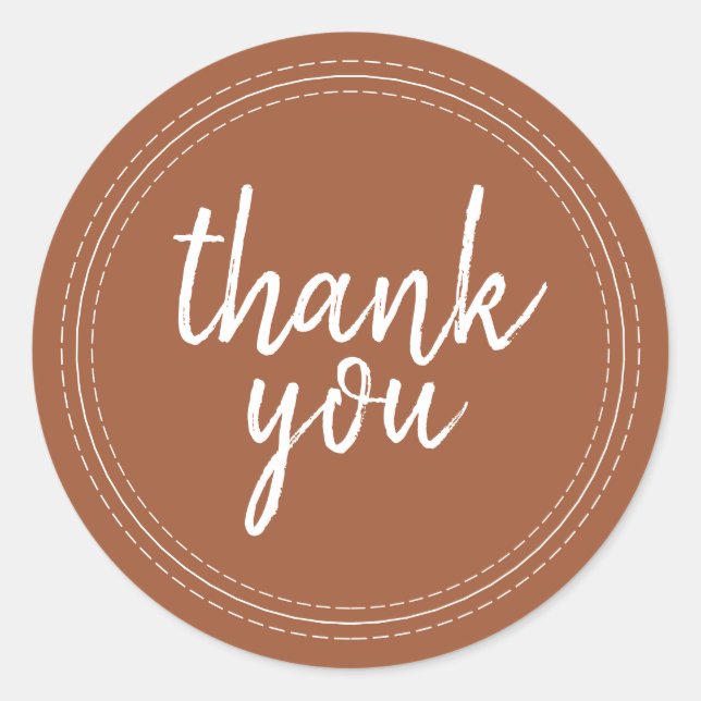 Chic Script TerraCotta Thank You Gift Classic Round Sticker (Front)