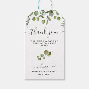 Chic Script Thank You Eucalyptus Wedding Favour Ta Gift Tags