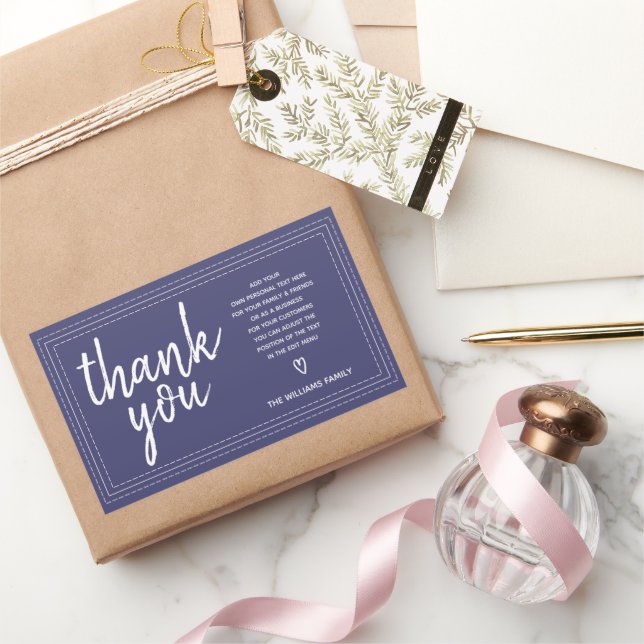 Chic Script Thank You & Personal Message Navy Blue Sticker (Gifting)