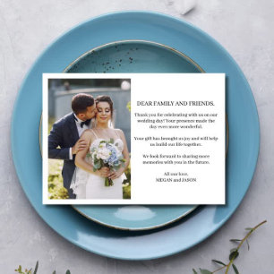 Chic Script Two Photo Wedding Thank You  Card