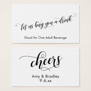 Chic Script Typography Drink Tickets on White