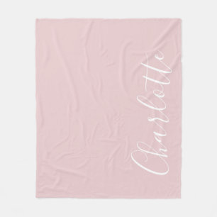 Chic Script Typography Personalized Girly Pink Fleece Blanket