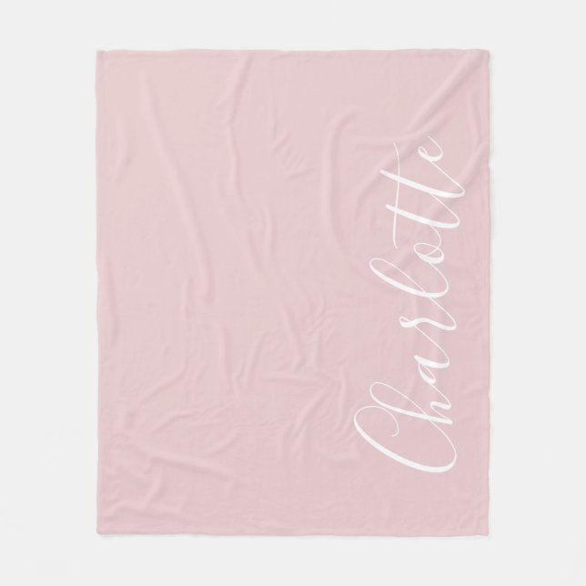 Chic Script Typography Personalized Girly Pink Fleece Blanket (Front)
