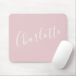 Chic Script Typography Personalized Girly Pink  Mouse Pad<br><div class="desc">Chic Script Typography Personalized Girly Pink Mouse Pad</div>