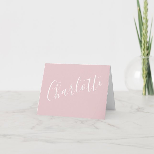 Chic Script Typography Personalized Girly Pink   Note Card (Front)
