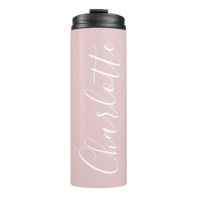 Chic Script Typography Personalized Girly Pink Thermal Tumbler (Front)