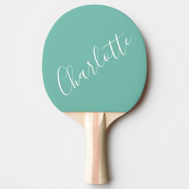 Chic Script Typography Personalized Modern Teal  Ping Pong Paddle (Front)