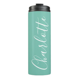 Chic Script Typography Personalized Modern Teal Thermal Tumbler