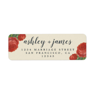 Chic Script Vintage Rose Mariage Adresse de retour