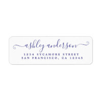 Chic Script Violet Ink Name Return Address Label