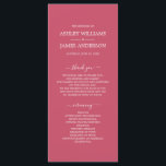 Chic Script Warm Pink Simple Minimal Wedding Program<br><div class="desc">Elegant minimal wedding program with white chic script calligraphy and modern typography on a warm pink background. Simply add your wedding program details. Exclusively designed for you by Happy Dolphin Studio. If you have any questions or requests, please contact us at happydolphinstudio@outlook.com. We're happy to help you make your wedding...</div>