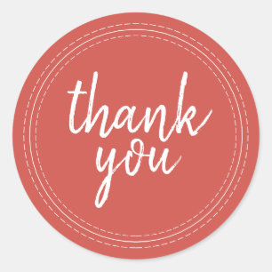 Chic Script Warm Red Thank You Gift Label