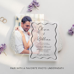 Chic Script Wavy Frame Wedding Vellum Invitations