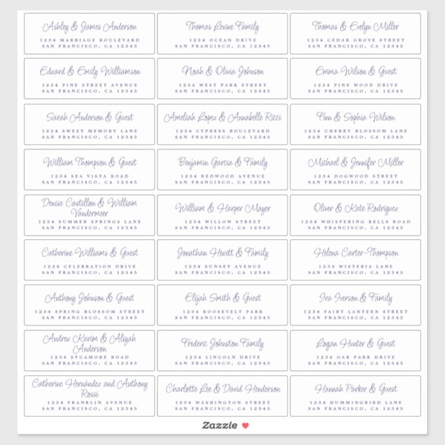 Chic Script Wedding Guest Address Labels (Sheet)