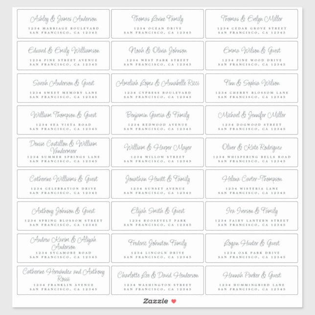 Chic Script Wedding Guest Address Labels (Sheet)
