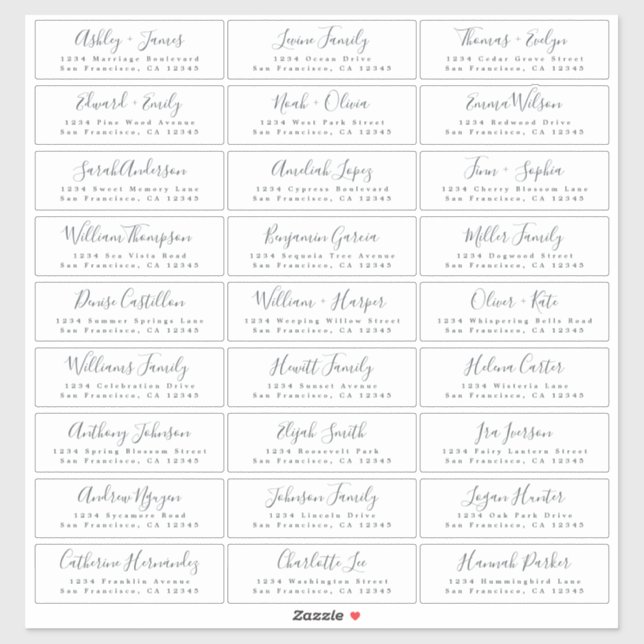 Chic Script Wedding Guest Address Labels (Sheet)