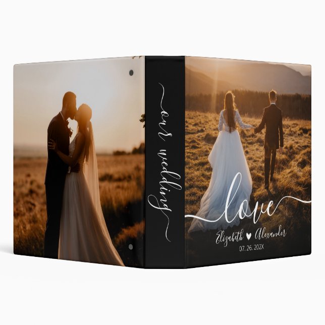 Chic Script Wedding Memories Photo Album Binder  (Background)