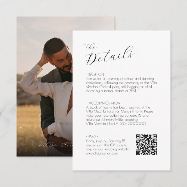 Chic Script Wedding rsvp et carte de boîtier (Devant / Derrière)