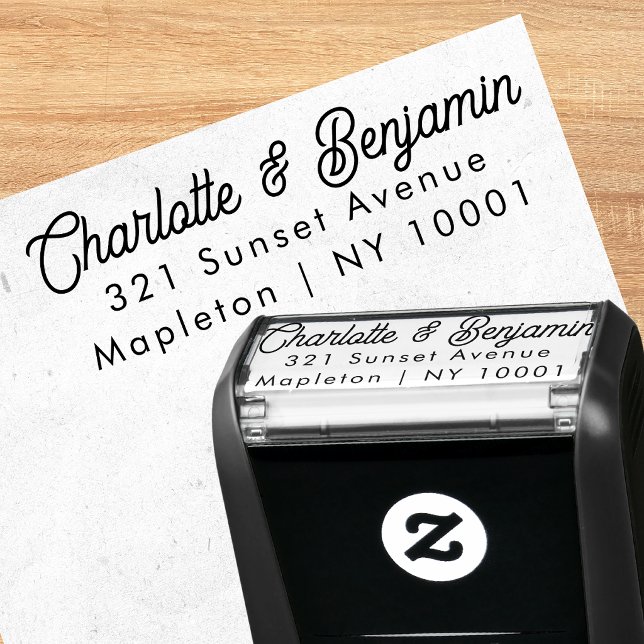 Chic Script Wedding Self-Inking Address Stamp (Creator Uploaded)