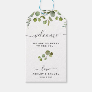 Chic Script Welcome Eucalyptus Wedding Gift Tag