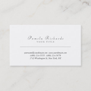 Chic Script White Professional Business Card