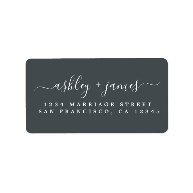 Chic Script White Wedding Return Address Label (Front)