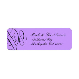 Chic scroll designer labels with purple