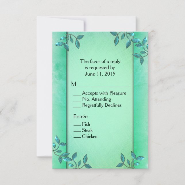 Chic Sea Green Columns  RSVP Card (Front)