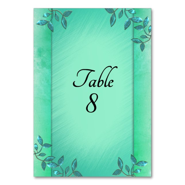 Chic Sea Green Columns  Table Number (Front)