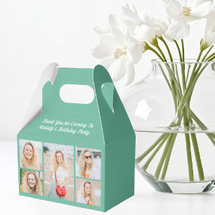 Chic Seafoam Green Birthday Photo Collage Party Favor Box