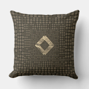 Chic sepia & gold throw pillow, abstract design pillow