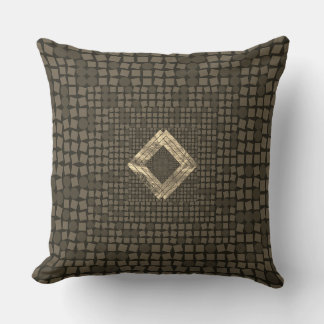 Chic sepia & gold throw pillow, abstract design pillow