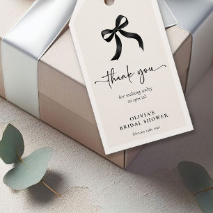 Chic She's Tying the Knot Black Bow Bridal Shower Gift Tags