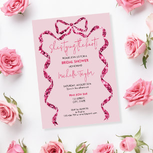 Chic She's Tying the Knot Pink Bow Bridal Shower Invitation