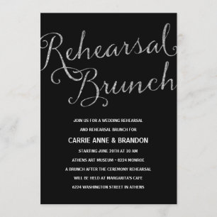Chic Shimmer   Faux Silver Foil Rehearsal Brunch Invitation