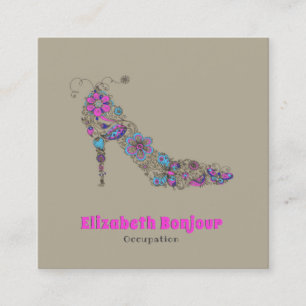 Chic Shoe PAPER/SIZE/SHAPE OPTIONS - Square Business Card