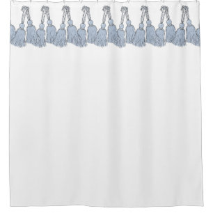 CHIC SHOWER CURTAIN_PANTONE SERENITY BLUE TASSELS