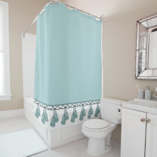 CHIC SHOWER CURTAIN_ STYLISH SEAFOAM TASSELS