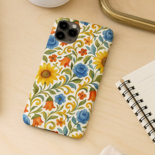 Chic Sicilian Colourful Leaves Floral Art Pattern iPhone 16 Pro Max Case