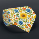 Chic Sicilian Colourful Leaves Floral Art Pattern Tie<br><div class="desc">This beautifully arranged Mediterranean Italian necktie showcases a vibrant floral and leaf pattern in yellow,  orange,  blue,  red,  and green. Its distinctive and stylish design makes it ideal for the professional and sophisticated businessman,  combining both fashion and trendiness.</div>
