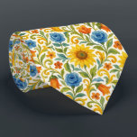 Chic Sicilian Colourful Leaves Floral Art Pattern Tie<br><div class="desc">This beautifully arranged Mediterranean Italian necktie showcases a vibrant floral and leaf pattern in yellow,  orange,  blue,  red,  and green. Its distinctive and stylish design makes it ideal for the professional and sophisticated businessman,  combining both fashion and trendiness.</div>