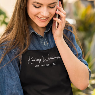 Chic Signature Script Black Salon Apron