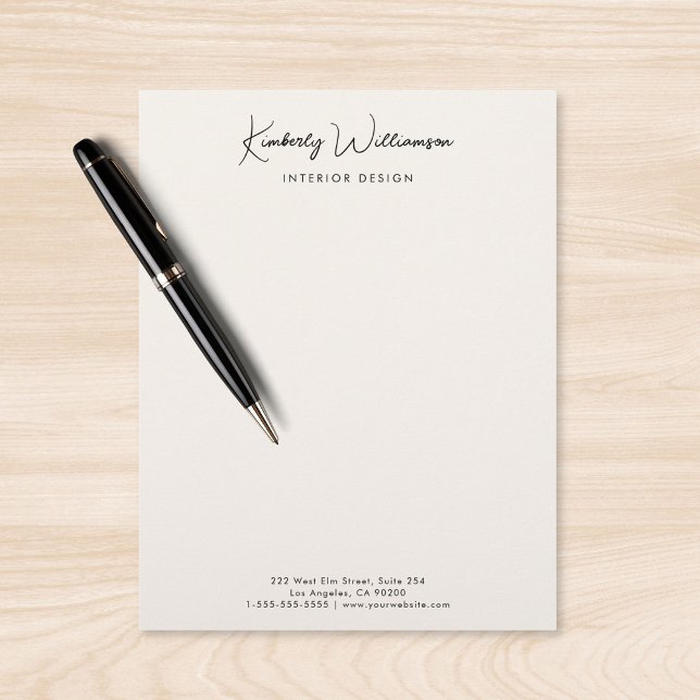 Chic Signature Script Business Name Cream Letterhead (Chic Signature Script Business Name Cream Letterhead)
