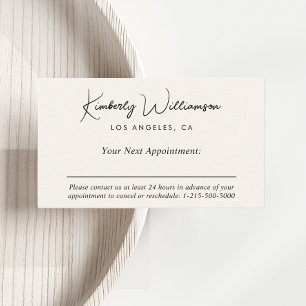 Chic Signature Script Cream Business Appointment Card