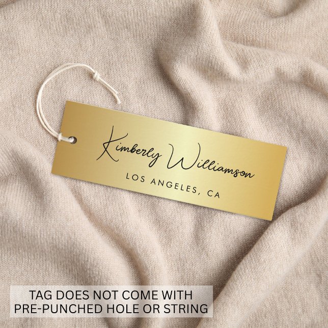Chic Signature Script Gold Hang Tag (Empower your name in our signature script as your logo and brand identity)
