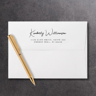 Chic Signature Script Monogram Return Address Envelope