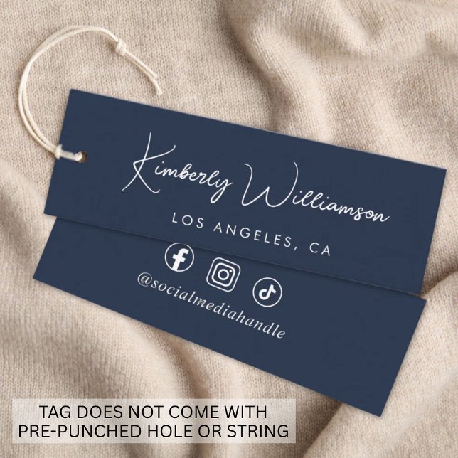 Chic Signature Script Personalized Blue Hang Tag (Empower your name in our signature script as your logo and brand identity)