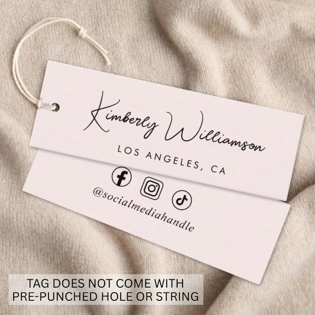 Chic Signature Script Personalized Pink Hang Tag (Empower your name in our signature script as your logo and brand identity)