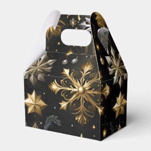 Chic Silver And Gold Snowflakes Gable Favor Box