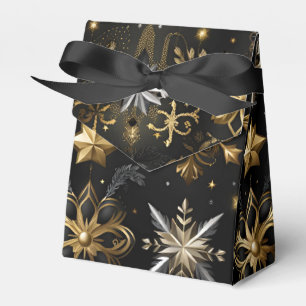 Chic Silver And Gold Snowflakes Tent Favor Box